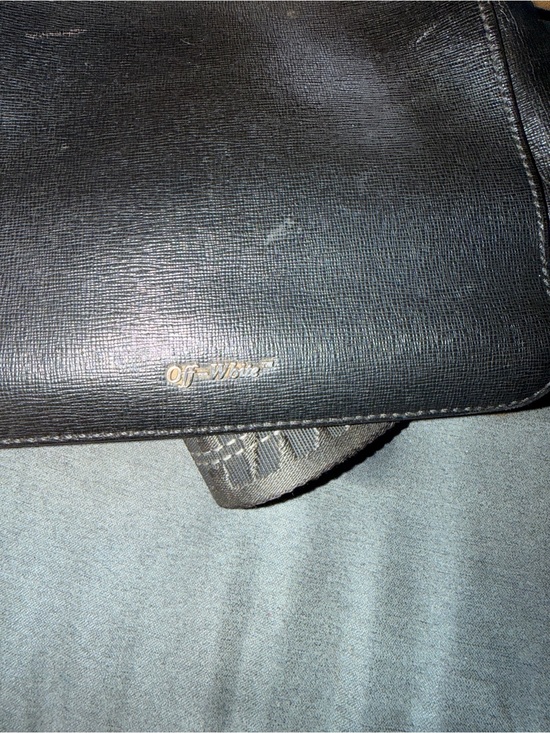 Off-White Other - Off-White Black Leather Crossbody Messenger with Small Logo Plaque